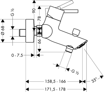 Hansgrohe Talis S2 32440 000 egykaros fali  kádcsaptelep (32440000)