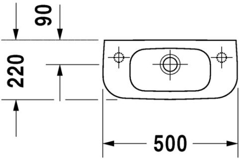 Duravit D-Code 50x22 cm kézmosó csaplyuk bal oldalon 070650 (07065000092)