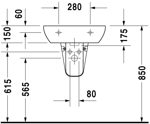 Duravit D-Code 65x50 cm-es mosdó 231065 (23106500002)