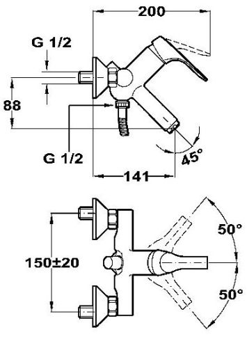 Mofém Inka 151-0059-02 fali kádtöltő csaptelep zuhanyszett nélkül