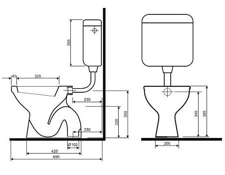 Kolo Idol mélyöblítésű alsó kifolyású álló WC csésze (M13001000)