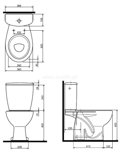 Kolo Rekord mélyöblítésű, alsó kifolyású monoblokkos wc (K99005000)