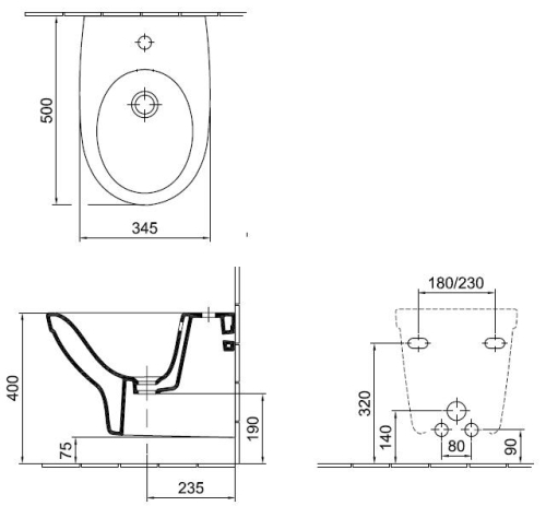 Alföldi Melina 5598 59 R1 fali bidé EasyPlus bevonattal