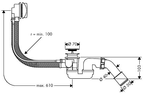 Hansgrohe 58143 000 Flexaplus le-és túlfolyó garnitúra (58143000)