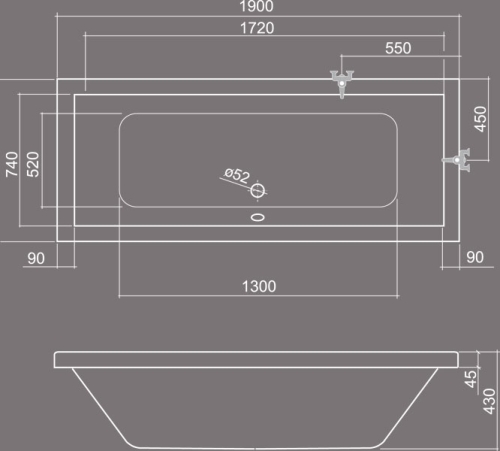 Roltechnik Kubic 190x90 egyenes kád (9390000)