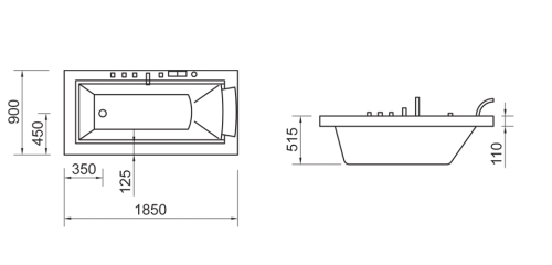 Wellis Nera 185x90x73 egyenes kád (díszkeret nélkül) AK00317