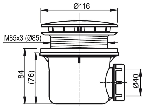 RAVAK Standard 90 zuhanytálca szifon X01314