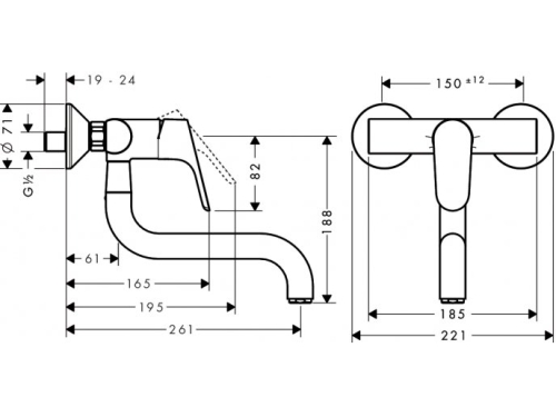 Hansgrohe Focus fali egykaros konyhai csaptelep 31825 000 (31825000)