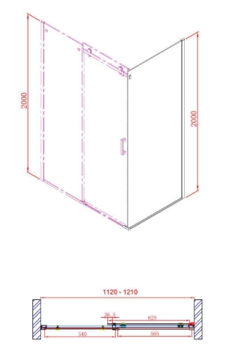 Sapho Gelco Dragon 120-as zuhanyajtó Canvas mintás üveggel (112-121 cm, króm, Canvas / jobbos, #GD4512SR)