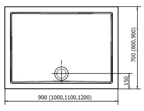 Sapho Polysan Karia öntött márvány téglalap alapú zuhanytálca  (beépíthető, 120x70 cm, #47511)