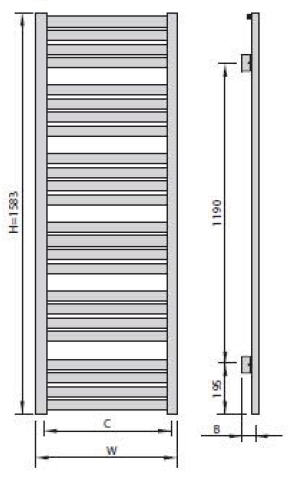 Sapho Hiacynt H 555x1583 mm ezüst, fürdőszoba radiátor (H-616S)