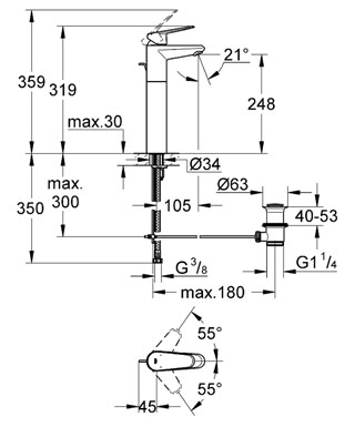 Grohe Eurodisc Cosmopolitan egykaros magasított mosdócsaptelep 23055 002 (23055002)