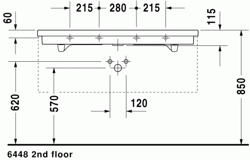 Duravit 2nd floor 120x50,5 cm mosdó 0491120000