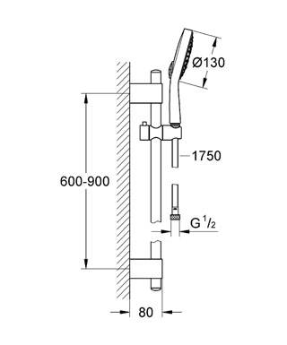 Grohe Power&Soul Cosmopolitan zuhanygarnitúra 90 cm-es zuhanyrúddal 27734 000 (27734000)