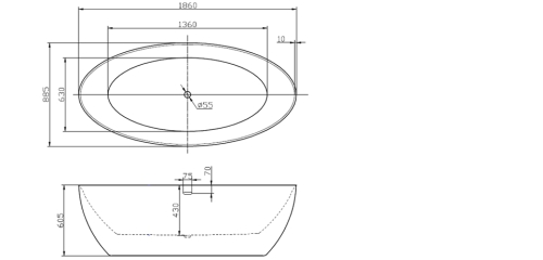 Wellis Oval 186x88,5x60,5 cm szabadon álló akrilkád WK00133