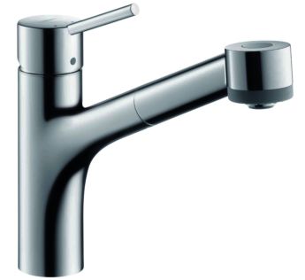 Hansgrohe Talis S 32841 800 kihúzható zuhanyfejes rozsdamentes acél hatású mosogató csaptelep (32841800)