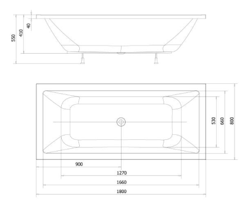 Aqualine NISA 180x80 akril kád A1880