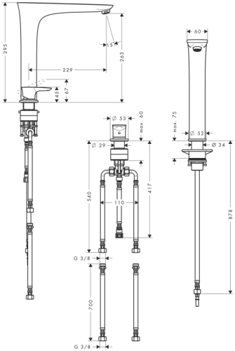 Hansgrohe PuraVida 2-lyukú egykaros króm konyhai csaptelep 15812 000 (15812000)