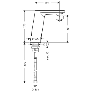 Hansgrohe Metris S Elektronikus mosdócsaptelep hőmérséklet-szabályozó nélkül, 230 V hálózati csatlakozással 31103 000 (31103000)