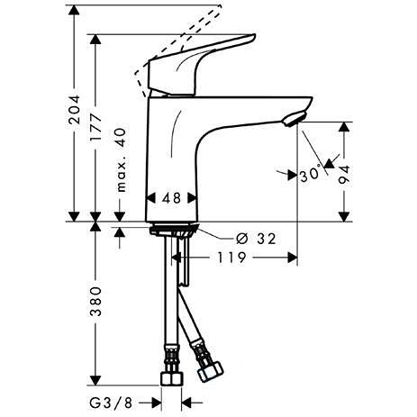 Hansgrohe Focus Egykaros mosdócsaptelep 100 lefolyó-garnitúra nélkül LowFlow 3,5 liter/perc 31513 000 (31513000)