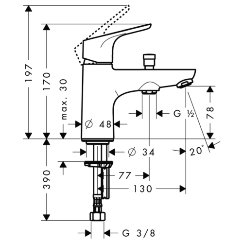 Hansgrohe Focus Monotrou egykaros kád- és zuhanycsaptelep 31930 000 (31930000)