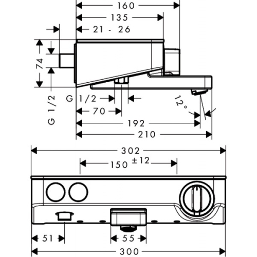 Hansgrohe ShowerTablet Select 300 fehér/króm termosztátos kádcsaptelep 13151 400 (13151400)