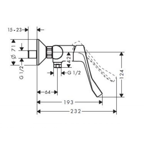 Hansgrohe Focus Care Egykaros orvosi zuhanycsaptelep extra hosszú fogantyúval 31916 000 (31916000)