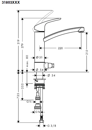 Hansgrohe Focus Egykaros konyhai csaptelep beépített elzárószeleppel 31803 000 (31803000)