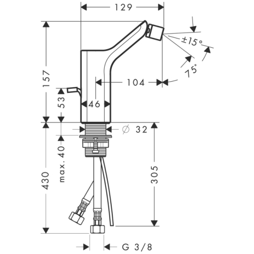 Hansgrohe AXOR Urquiola Egykaros bidécsaptelep, automata lefolyó-garnitúrával 11220000