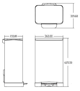 Sapho E-BIN Szemetes kosár 30l, Soft Close (DR205)