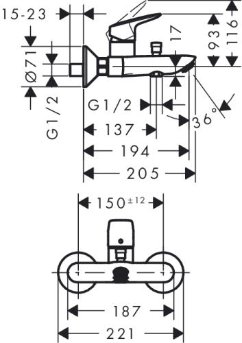 Hansgrohe Logis Egykaros kádcsaptelep, króm 71400000