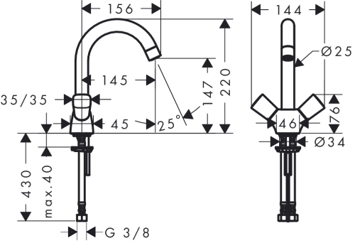 Hansgrohe Logis kétkaros mosdócsaptelep lefolyó-garnitúra nélkül 71221 000 (71221000)