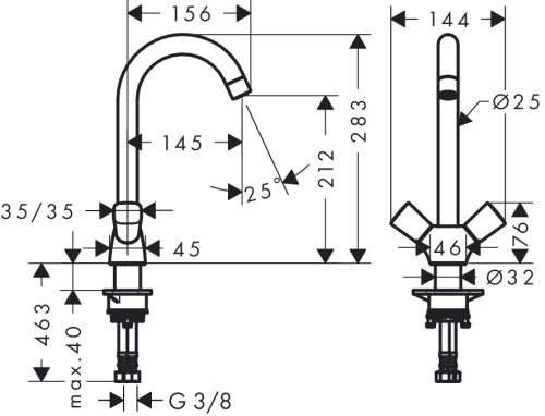 Hansgrohe Logis kétkaros mosogató csaptelep 71280 000 (71280000)