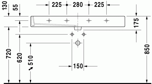 Duravit Vero 120x47 cm mosdó 0454120000