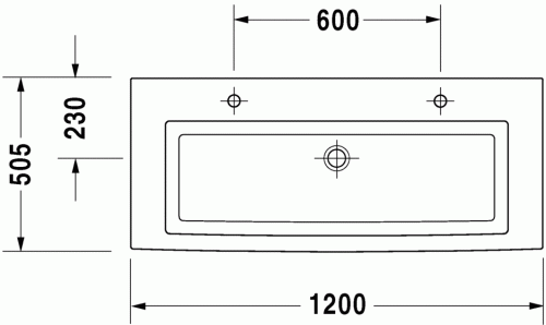 Duravit 2nd floor 120x50,5 cm mosdó 2 csaplyukkal csiszolt 0491120026