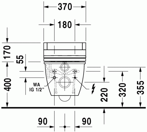 Duravit Darling New fali WC mélyöblítésű, csak SensoWash-sal együtt rendelhető 2544590000