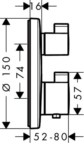 Hansgrohe Ecostat S falsík alatti termosztátos csaptelep, 2 fogyasztóhoz, króm 15758 000 (15758000)