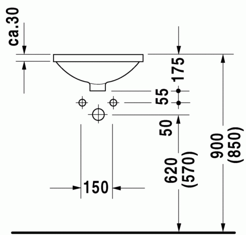 Duravit Architec Ø 40 cm-es alulról beépíthető mosdó 0468400000