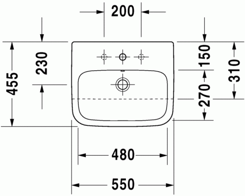 Durvit Durastyle 55x45,5 cm-es félig beépíthető mosdó 037555 00 00