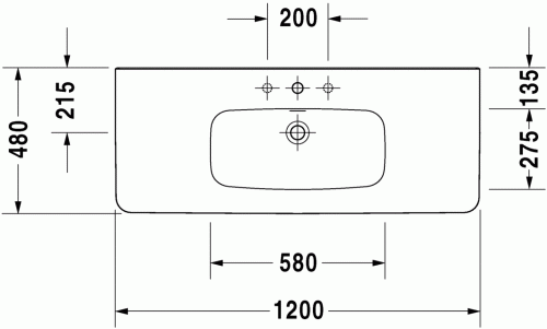 Duravit Durastyle 120x48 cm-es bútorral aláépíthető mosdó 2320120000