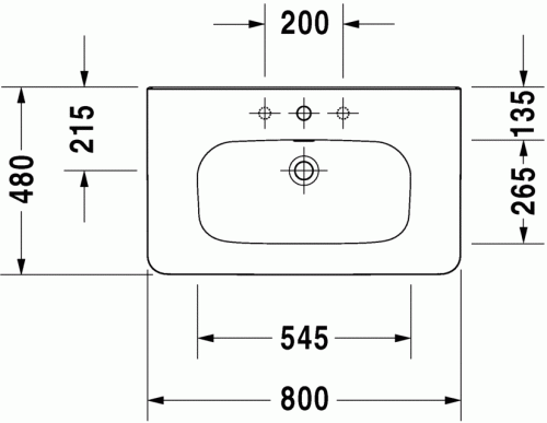 Duravit Durastyle 80x48 cm-es bútorral aláépíthető mosdó 2320800000