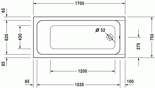 Duravit D-Code 170x75 egyenes kád 700100 (700100000000000)