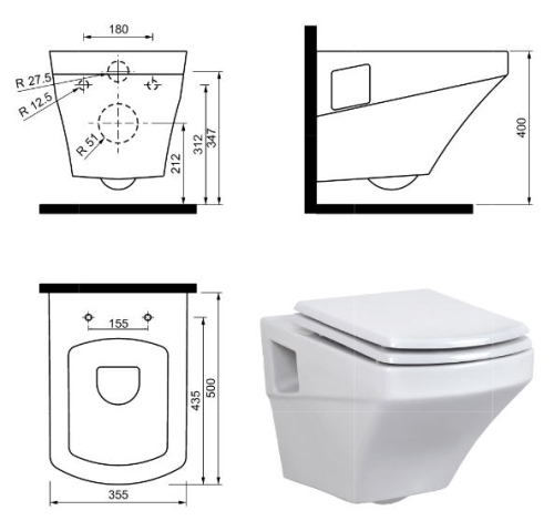 Creavit SORTI - WC + BIDÉ 2in1 - SR320 Falra szerelhető WC bidével