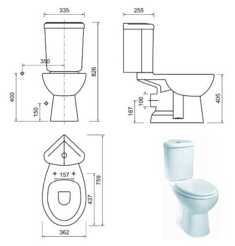 Creavit SEDEF - WC + BIDÉ 2in1 - SD3144 sarok kialakítás WC+BIDÉ hátsó kifolyású