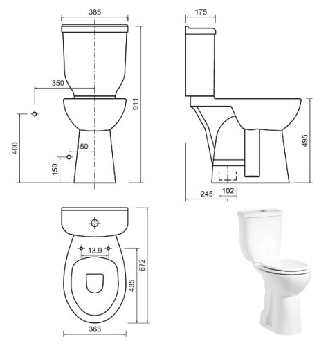 Creavit HANDICAPPED-WC + BIDÉ 2in1 - BD3041 kombi WC+BIDÉ-alsó kifolyású