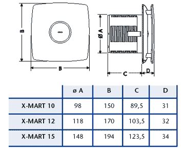Cata X-Mart 12 T időzítős, inox fürdőszobai ventilátor (01051000)