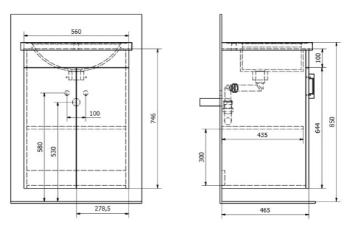 Aqualine POLY 60 fürdőszobaszekrény mosdó nélkül (PL062)