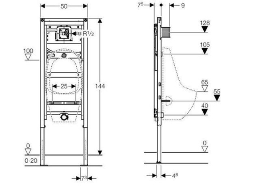 Geberit Duofix vizelde szerelőelem, Tamaro 144 cm 111.619.00.1