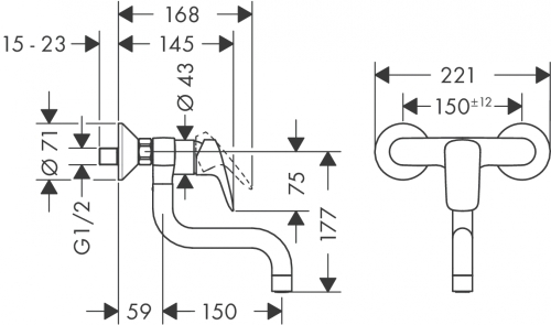 Hansgrohe Logis Egykaros konyhai fali csaptelep 71836 000 (71836000)