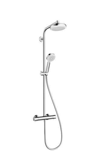 Hansgrohe Crometta 160 1jet showerpipe zuhanyrendszer fehér/króm EcoSmart 9 l/perc 27265 400 (27265400)